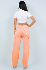 Cargo high-rise straight-leg organic jeans