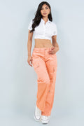 Thumbnail of Cargo high-rise straight-leg organic jeans