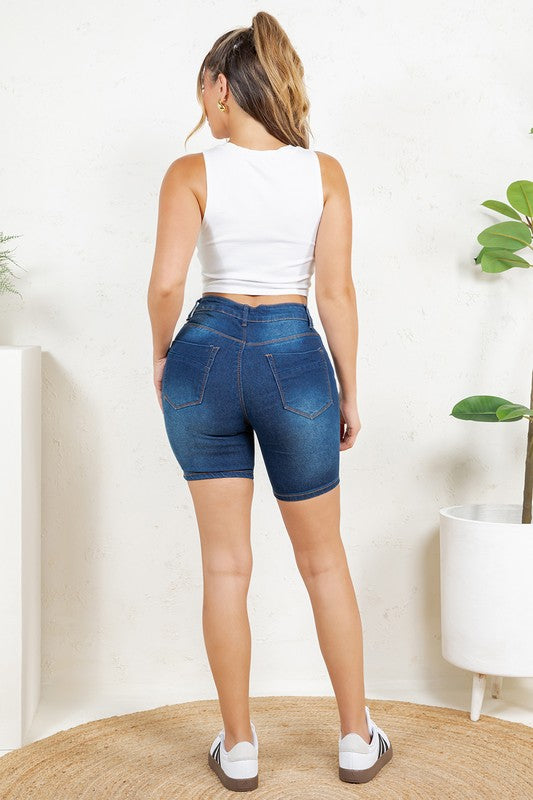 MID-RISE DENIM BERMUDA SHORTS