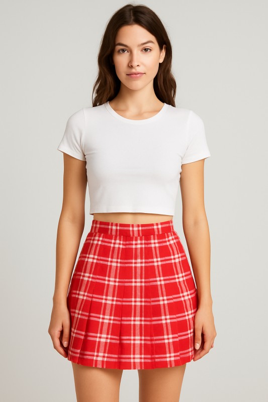 SCUBA  PLEATED PLAID  SKORT