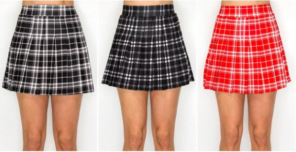 SCUBA  PLEATED PLAID  SKORT