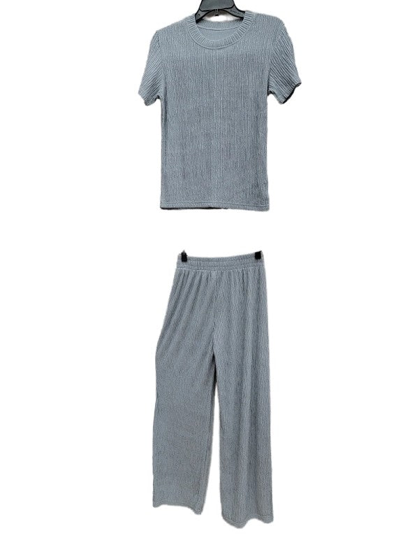 CRINKLE ROUND NECK SHORT SLEEVE TOP AND PANRS SET