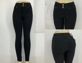 High-waisted skinny jeans.