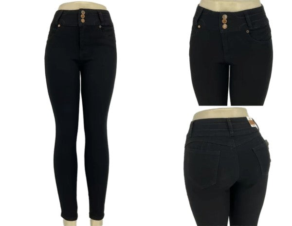 High-waisted skinny jeans.