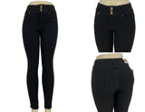 High-waisted skinny jeans.