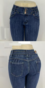 High-waisted skinny jeans.