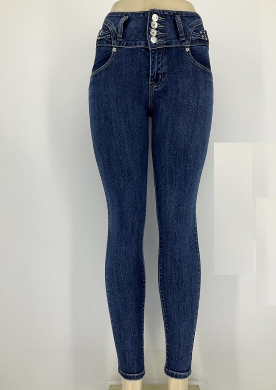 high-waisted skinny jeans