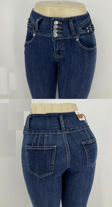 high-waisted skinny jeans