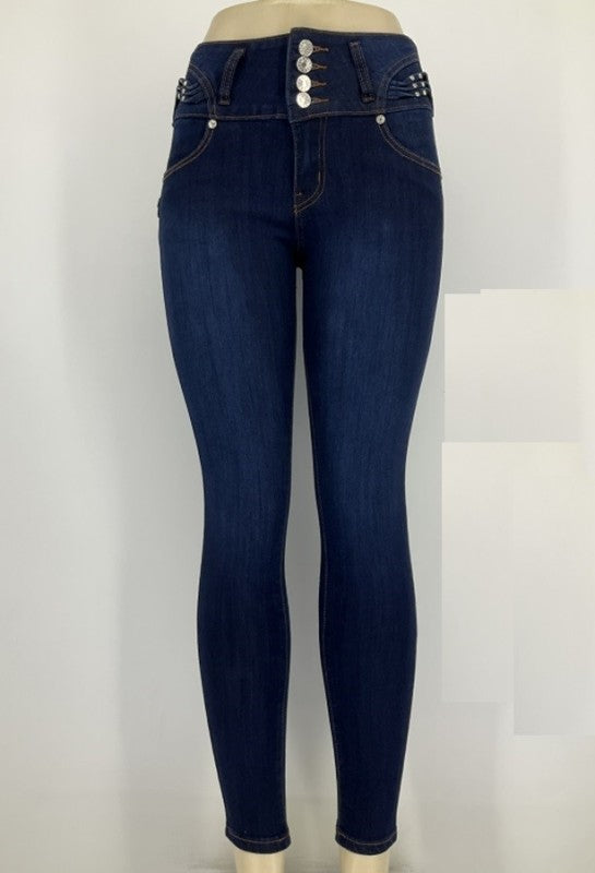 high-waisted skinny jeans
