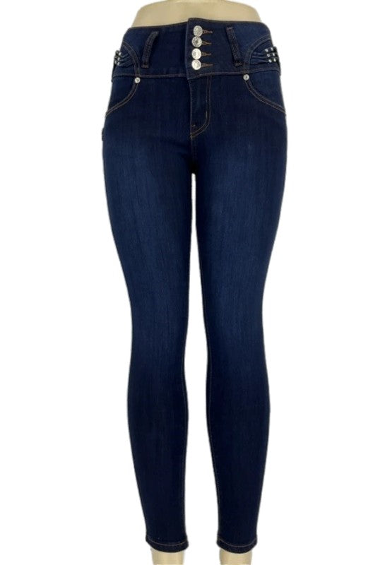 high-waisted skinny jeans