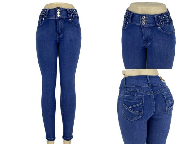 high-waisted skinny jeans