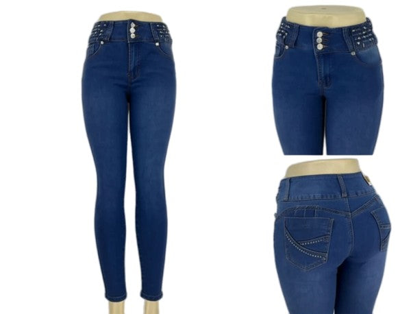 high-waisted skinny jeans