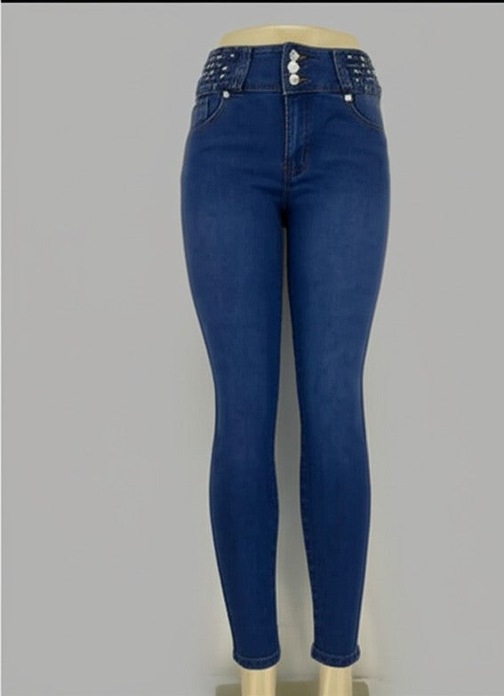high-waisted skinny jeans