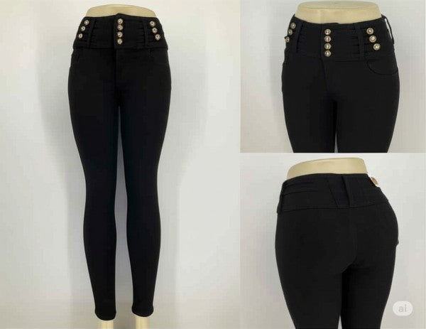 high-waisted skinny jeans