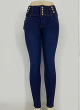 high-waisted skinny jeans