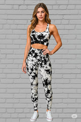 TIE DYE PADDED BRA TANK TOP AND YOGA PANTS SET