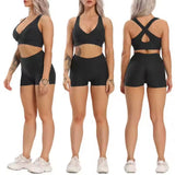 Textured Crop Top AND  Activewear short set