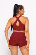 Thumbnail of Textured Crop Top AND  Activewear short set