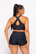 Thumbnail of Textured Crop Top AND  Activewear short set