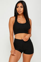 Textured Crop Top AND  Activewear short set