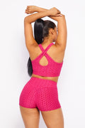 Thumbnail of Textured Crop Top AND  Activewear short set