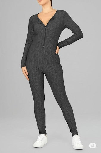 Textured bodycon jumpsuit