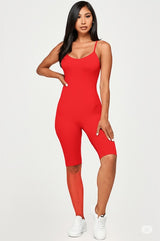 SOLID RIB SEAMLESS SPAGETTI STRAP ROMPER