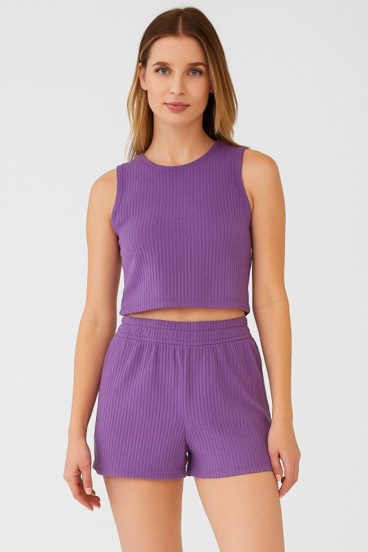 CRINKLE CROP AND SHORT SET