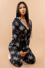 cannabis two piece hoodie jogger pants set