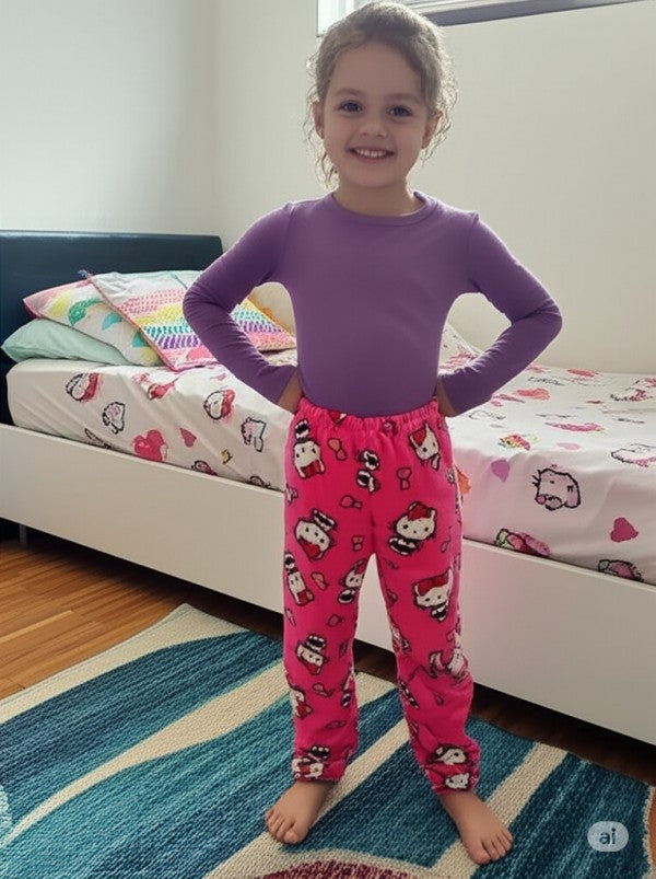 KIDS PLUSH PAJAMA PRINT PANTS