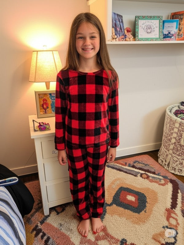 KIDS  2-PIECE  PRINT BRUSHED PAJAMA SET