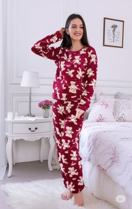 2-PIECE  PRINT BRUSHED PAJAMA SET