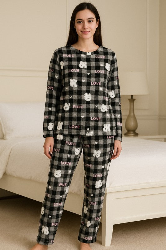 2-PIECE  PRINT BRUSHED PAJAMA SET