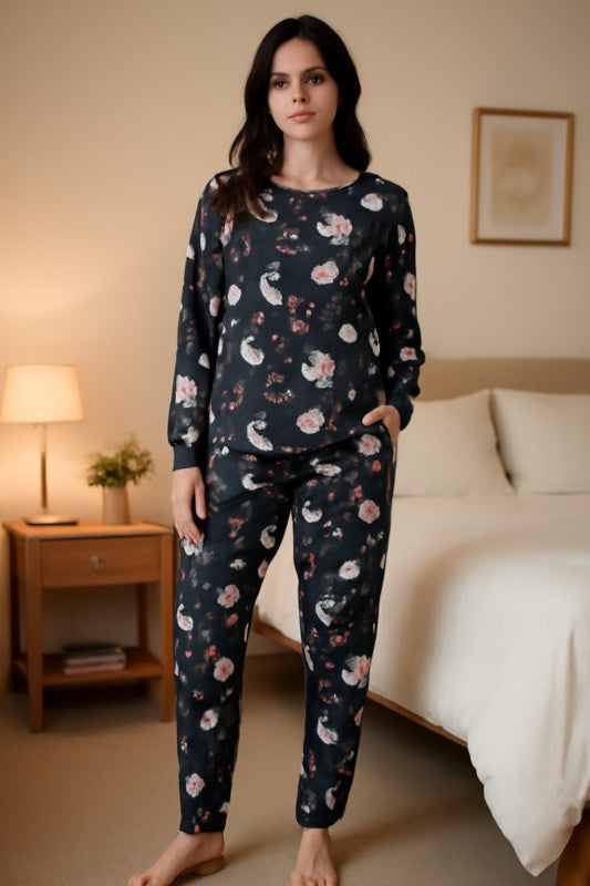 2-PIECE  PRINT BRUSHED PAJAMA SET