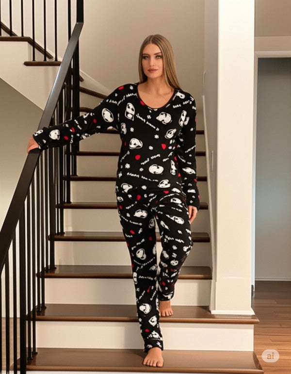 2-PIECE  PRINT BRUSHED PAJAMA SET