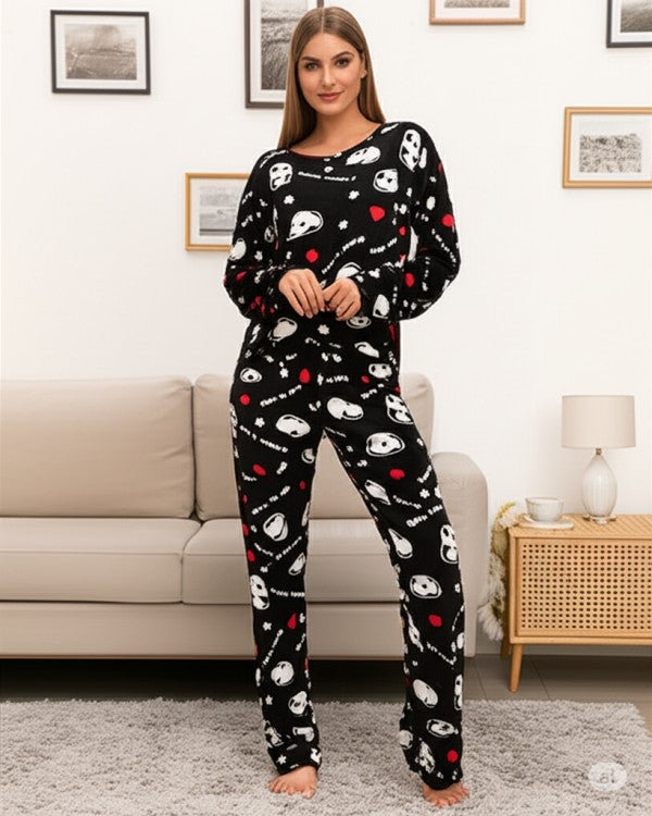 2-PIECE  PRINT BRUSHED PAJAMA SET