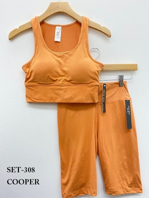 PADDED BRA CROP TANK TOP WITH BIKER SHORT SET
