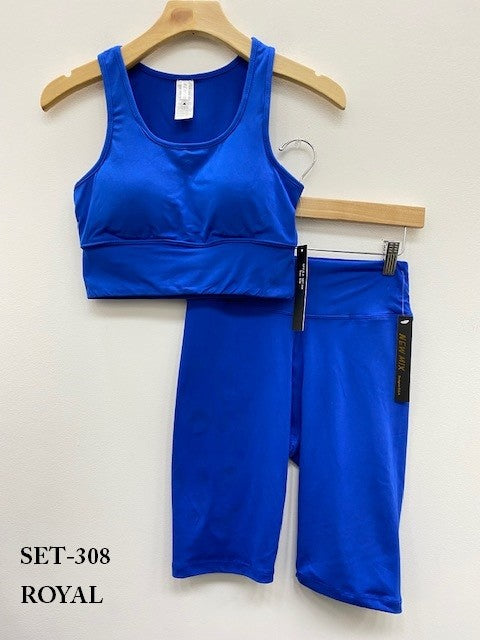 PADDED BRA CROP TANK TOP WITH BIKER SHORT SET