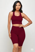 Thumbnail of PADDED BRA CROP TANK TOP WITH BIKER SHORT SET