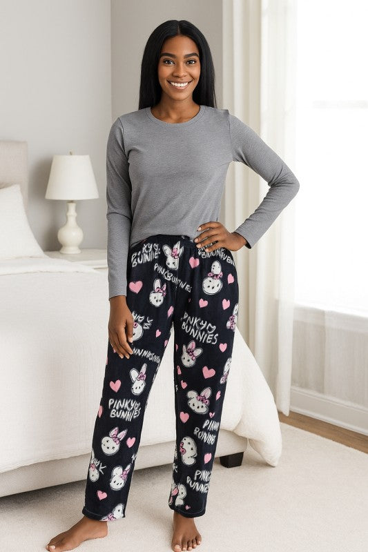 FLEECE PAJAMA PRINT PANTS