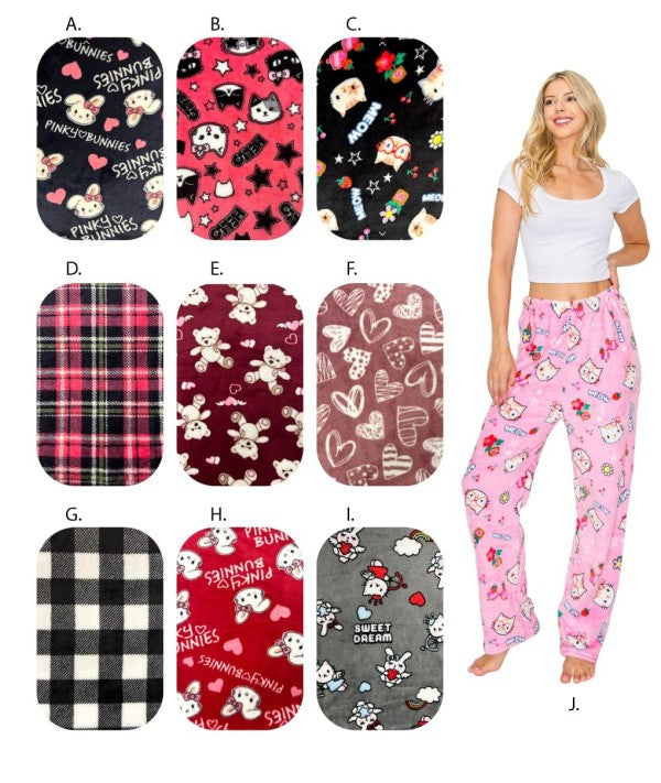 FLEECE PAJAMA PRINT PANTS