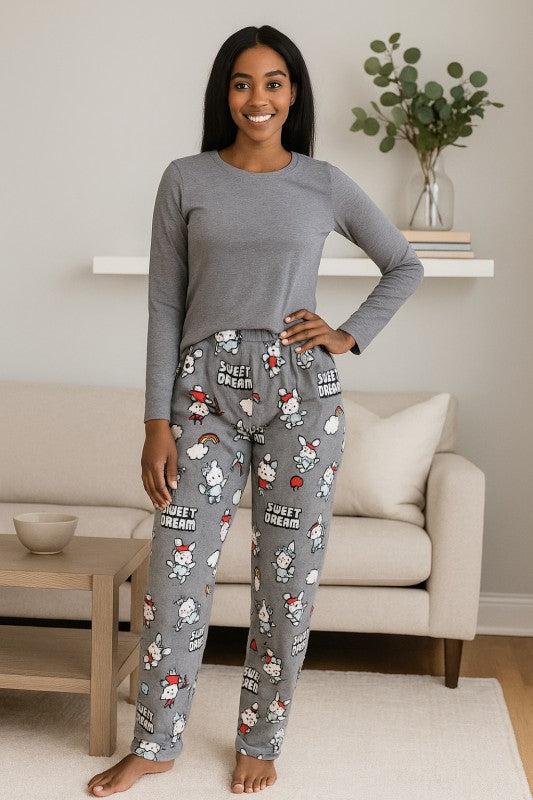FLEECE PAJAMA PRINT PANTS