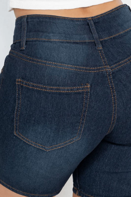 MID-RISE DENIM BERMUDA SHORTS