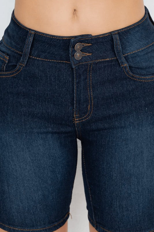 MID-RISE DENIM BERMUDA SHORTS