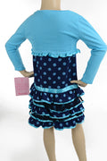 Thumbnail of Printed Ponte Knit w/ 1x1 rib shrug, ribbon ruffle