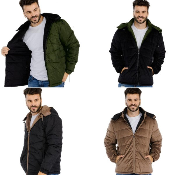 REVERSABLE MEN JACKET WITH HOODIE
