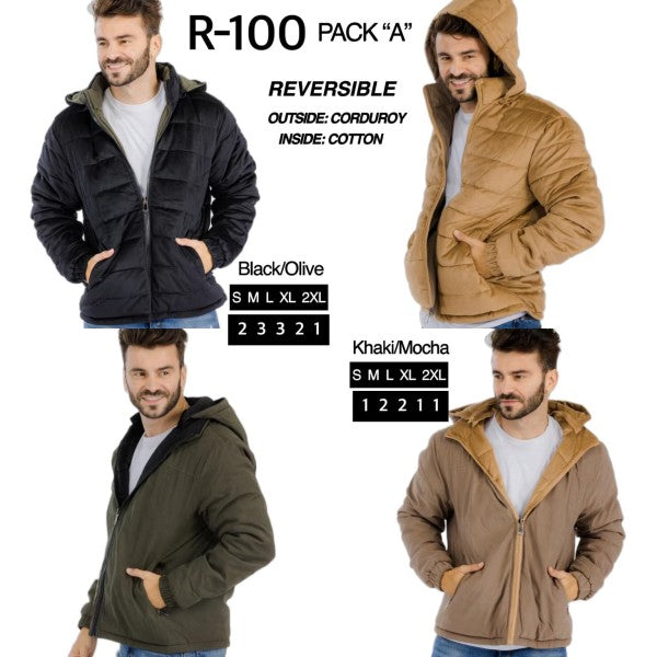 REVERSABLE MEN JACKET WITH HOODIE