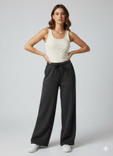 ADULT MELANGE WIDE LEG EASY PANTS WITH FUR-LINED