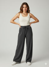 ADULT MELANGE WIDE LEG EASY PANTS WITH FUR-LINED