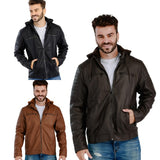 MEN'S  PU JACKET WITH FUR-LINED